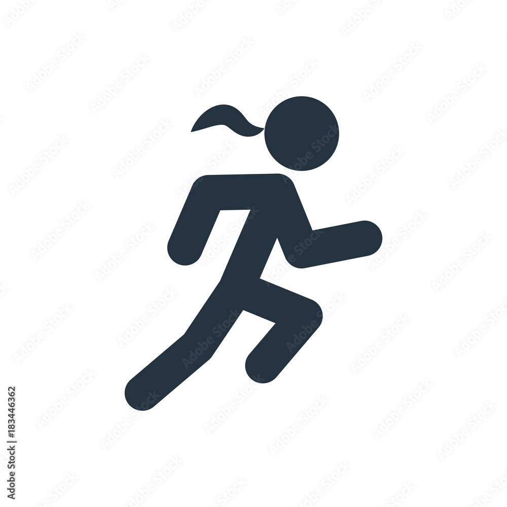 runnin woman icon on white background, fitness, sport
