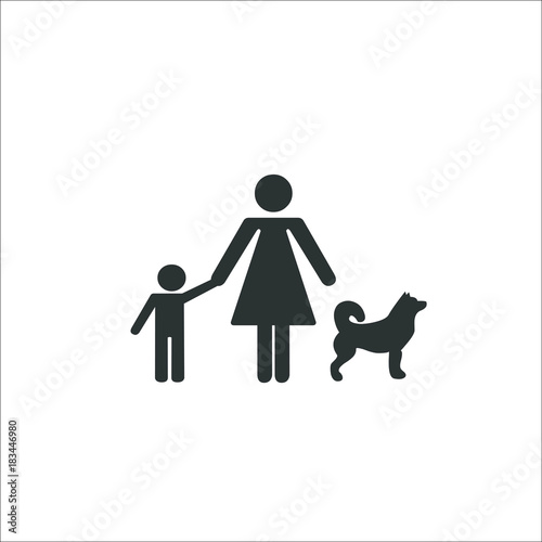 women and son with dog vector