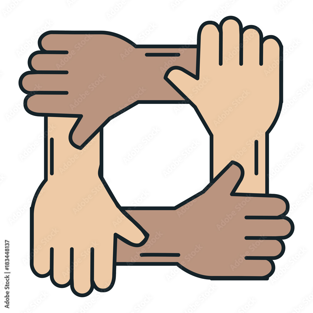 Fototapeta premium united teamwork hands icon vector illustration design
