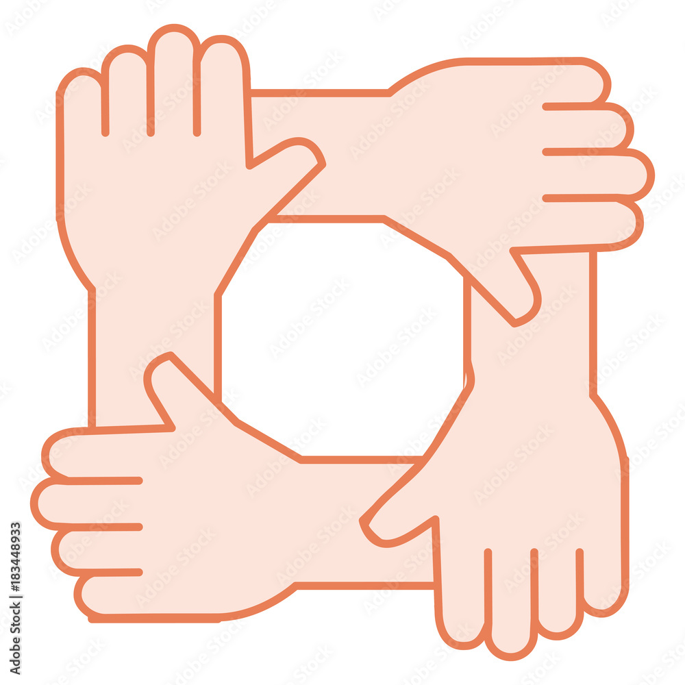 Obraz premium united teamwork hands icon vector illustration design