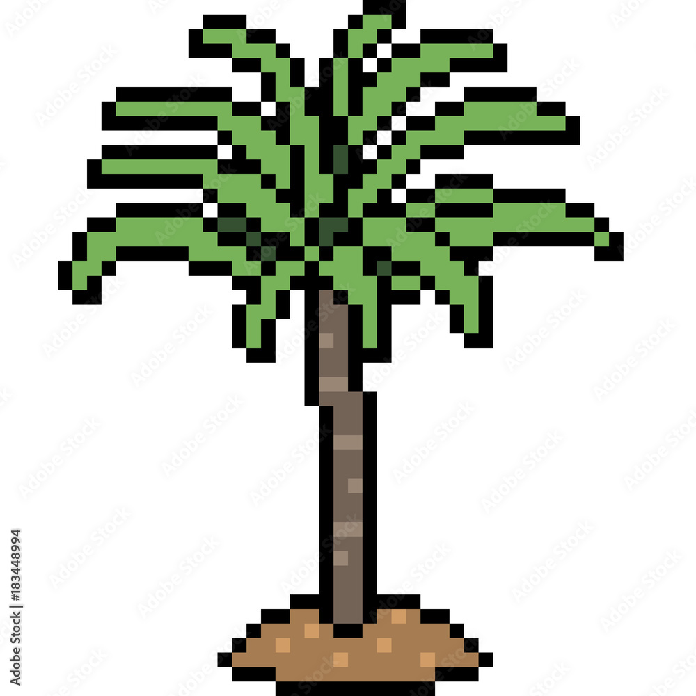 Obraz premium vector pixel art palm tree