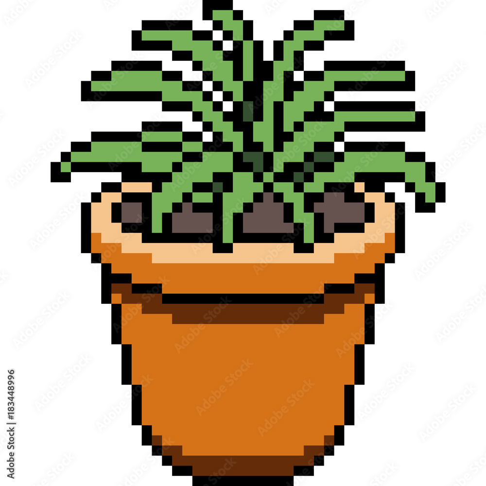 Fototapeta premium vector pixel art plant pot