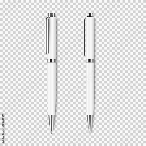 Foto Two white realistic pen on transparent background