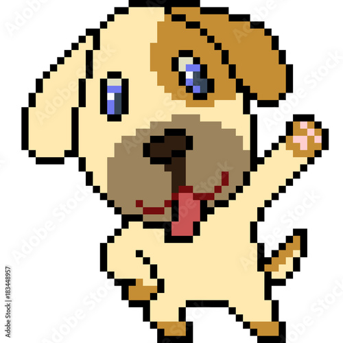 vector pixel art dog happy © Saphatthachat
