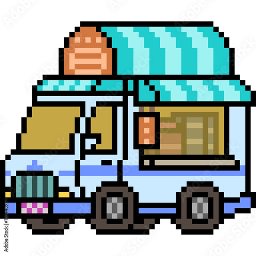vector pixel art shop truck