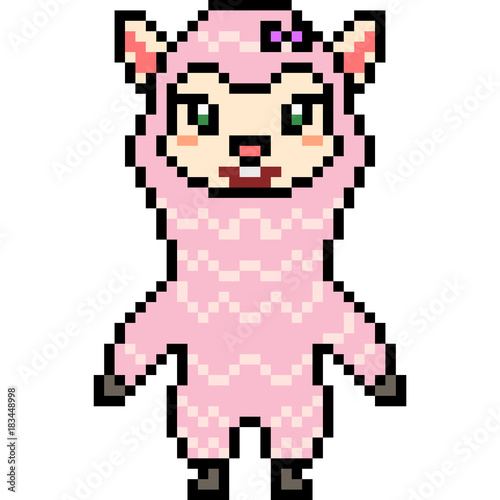 vector pixel art alpaca
