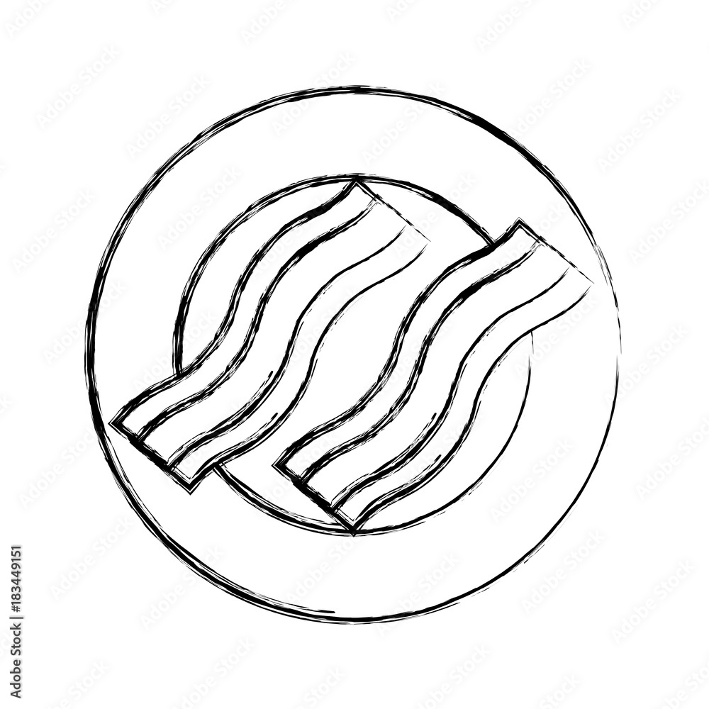 plate with bacon  vector illustration