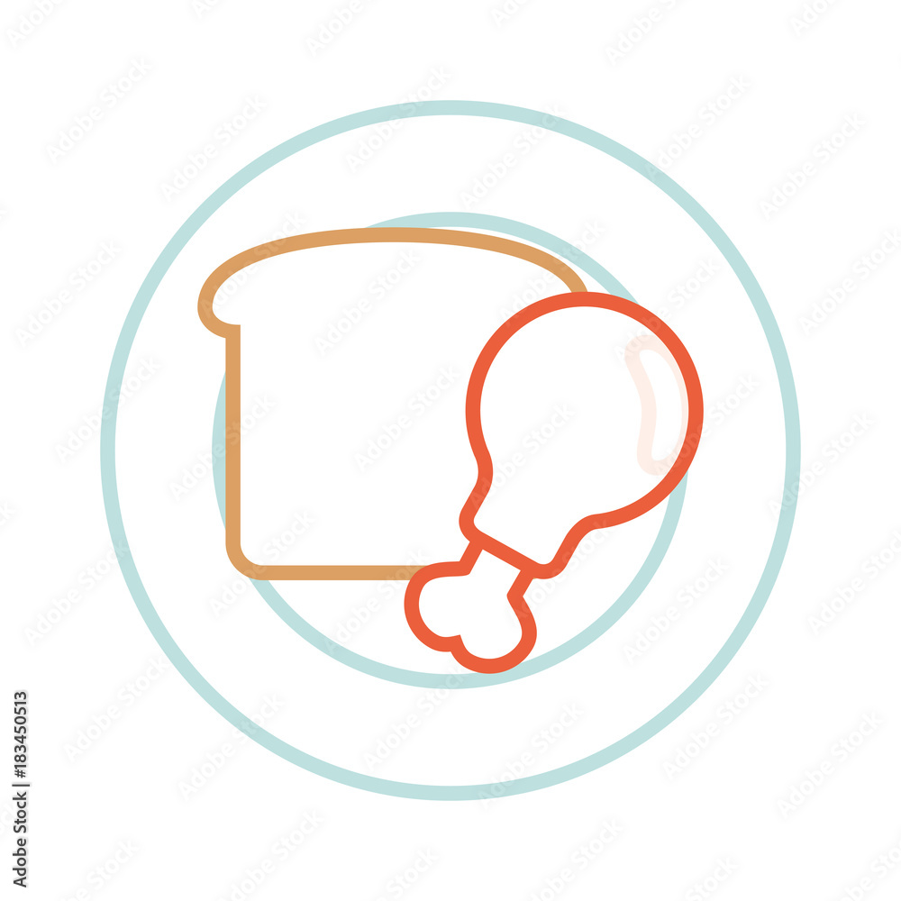 chicken leg and bread icon chicken leg and bread icon