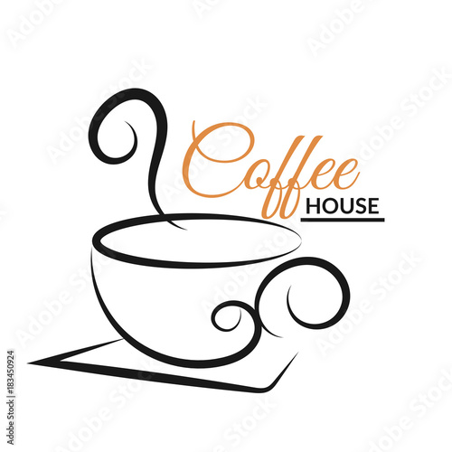 Coffee cup  design logo black  bg vector eps 10