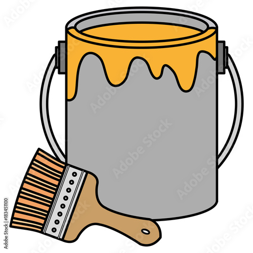 paint brush with pot vector illustration design