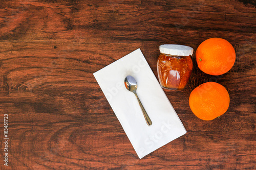 Top view of a jar with homemade berry jam