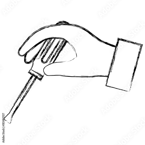 hand with screwdriver tool vector illustration design