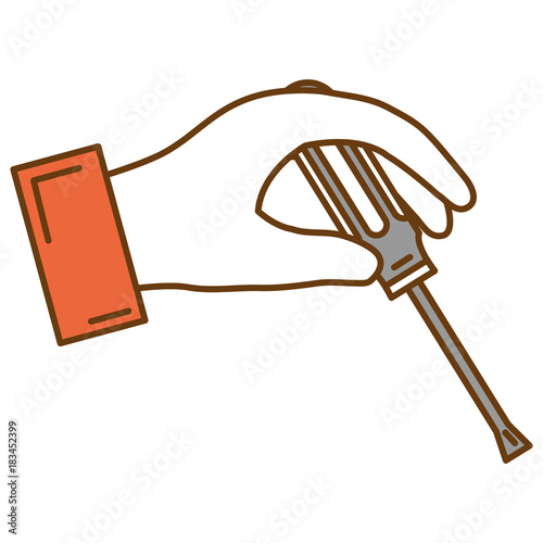 hand with screwdriver tool vector illustration design