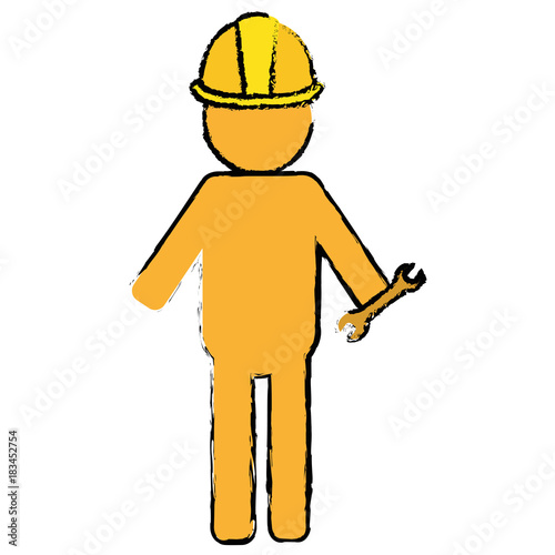 constructor silhouette with wrench vector illustration design