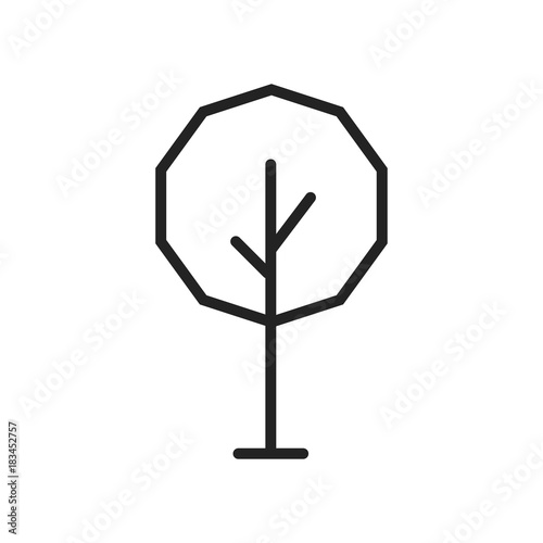 Tree Wood Forest Branch Green Park Plant Minimalistic Flat Line Vector Icon