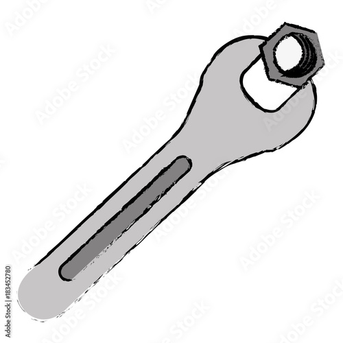 wrench key with nut vector illustration design