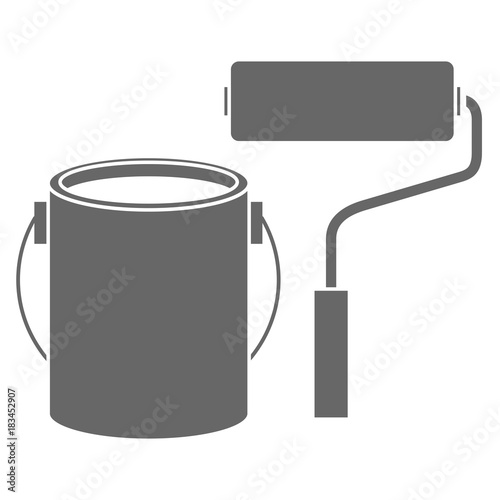 roller paint with pot vector illustration design