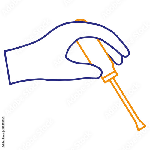 hand with screwdriver tool vector illustration design