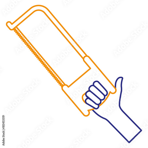 hand with saw tool isolated icon vector illustration design