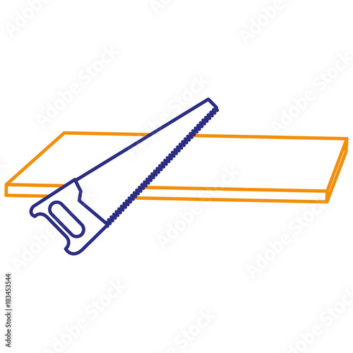handsaw tool with wooden board vector illustration design