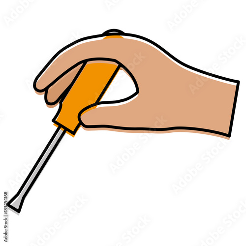 hand with screwdriver tool vector illustration design