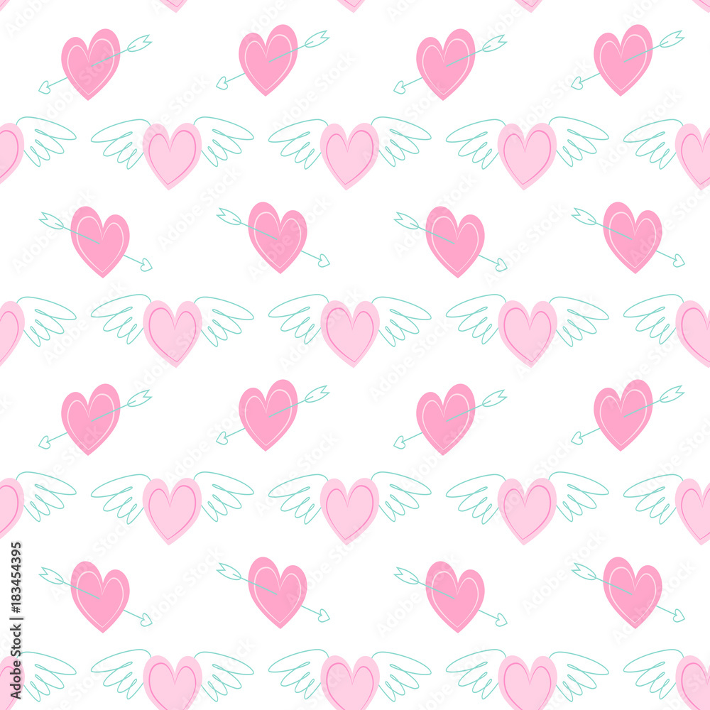 Cute primitive retro seamless pattern with hearts Cute primitive retro seamless pattern with hearts
