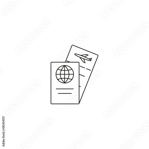 travel ticket and passport icon