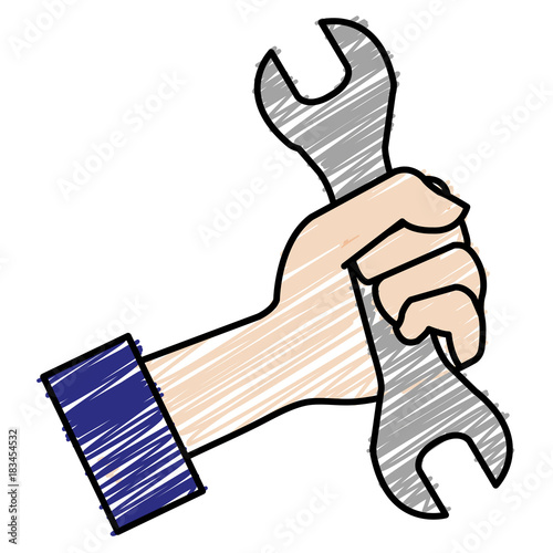 hand with wrench key isolated icon vector illustration design