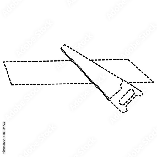 handsaw tool with wooden board vector illustration design