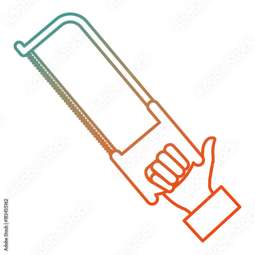 hand with saw tool isolated icon vector illustration design
