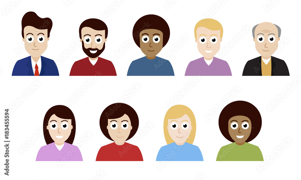 Vector flat design people avatars isolated on background Vector flat design people avatars isolated on background