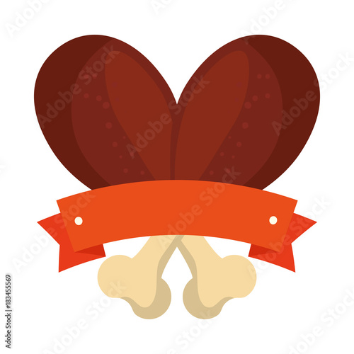 chicken thighs with ribbon vector illustration design
