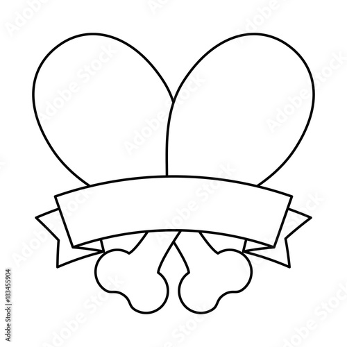 chicken thighs with ribbon vector illustration design