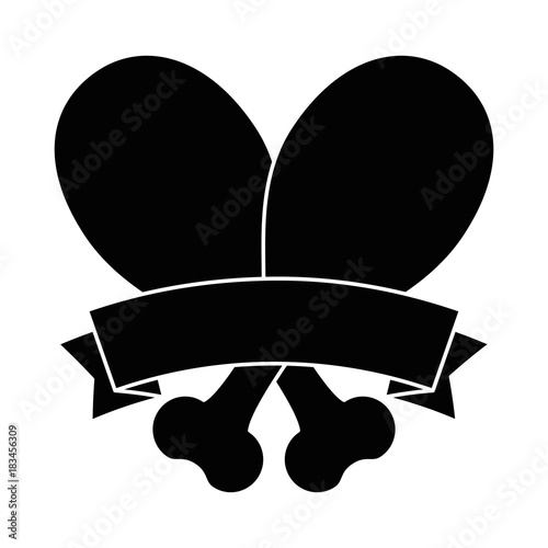 chicken thighs with ribbon vector illustration design