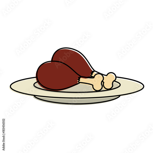 dish with chicken thighs isolated icon vector illustration design