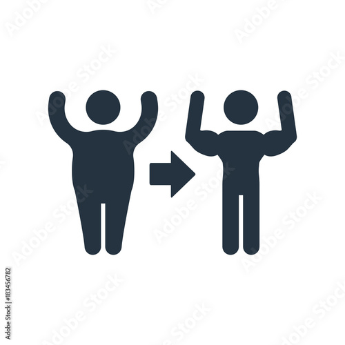 fat to thin icon on white background, fitness, sport