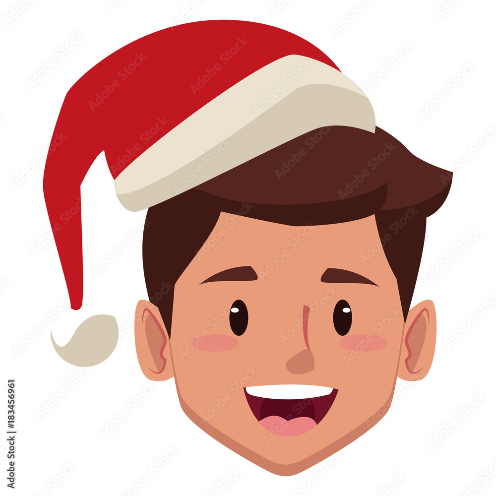 Man with christmas hat icon vector illustration graphic design Man with christmas hat icon vector illustration graphic design