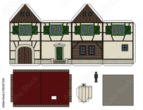 Paper modell of an old half timbered house