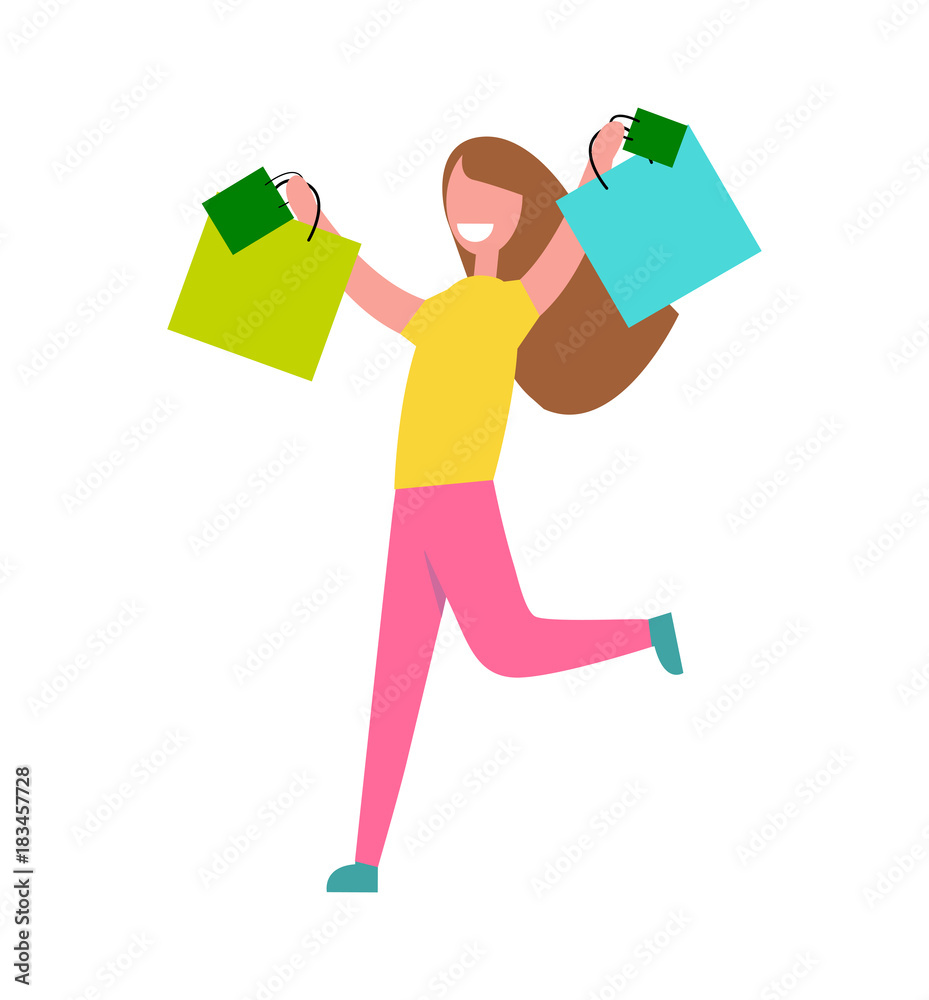 Woman Rerning from Shopping Vector Illustration Woman Rerning from Shopping Vector Illustration