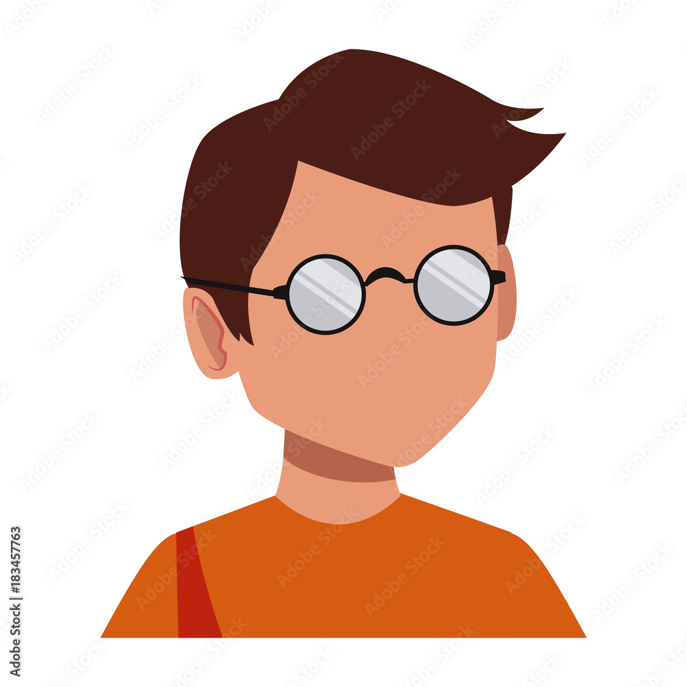 Geek man with round frame glasses icon vector illustration graphic design Geek man with round frame glasses icon vector illustration graphic design
