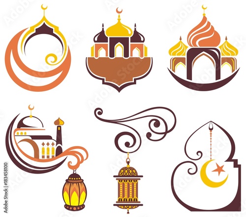 Set of emblems for islamic holy holiday Ramadan