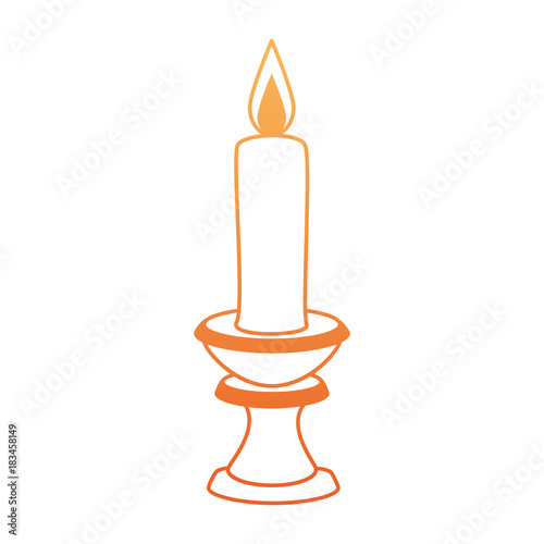 paraffin candle in candlestick vector illustration design
