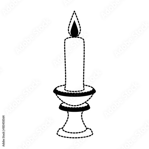 paraffin candle in candlestick vector illustration design