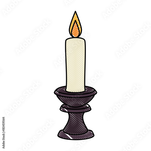 paraffin candle in candlestick vector illustration design