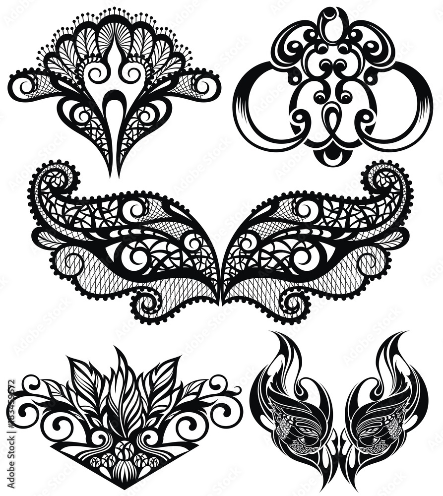 Vector set of decorative elements. Collection of lace patterns Vector set of decorative elements. Collection of lace patterns