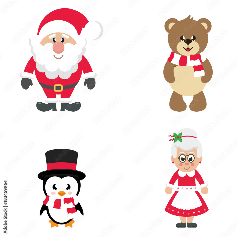 cartoon christmas set vector cartoon christmas set vector