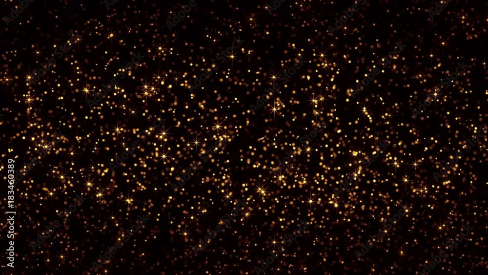 Abstract background with golden glitter star particles. Seamless loop Christmas background