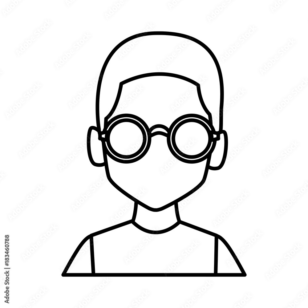 Geek man with round frame glasses icon vector illustration graphic design Geek man with round frame glasses icon vector illustration graphic design