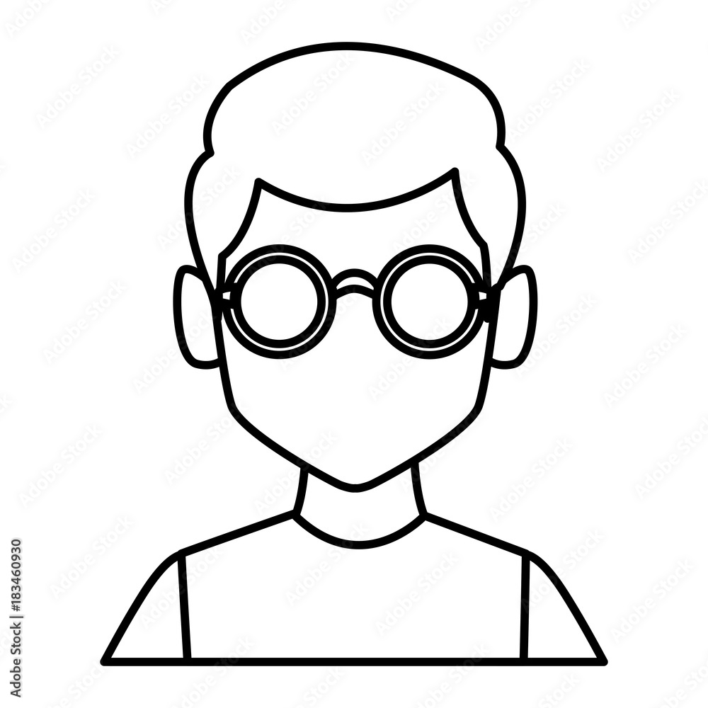 Geek man with round frame glasses icon vector illustration graphic design