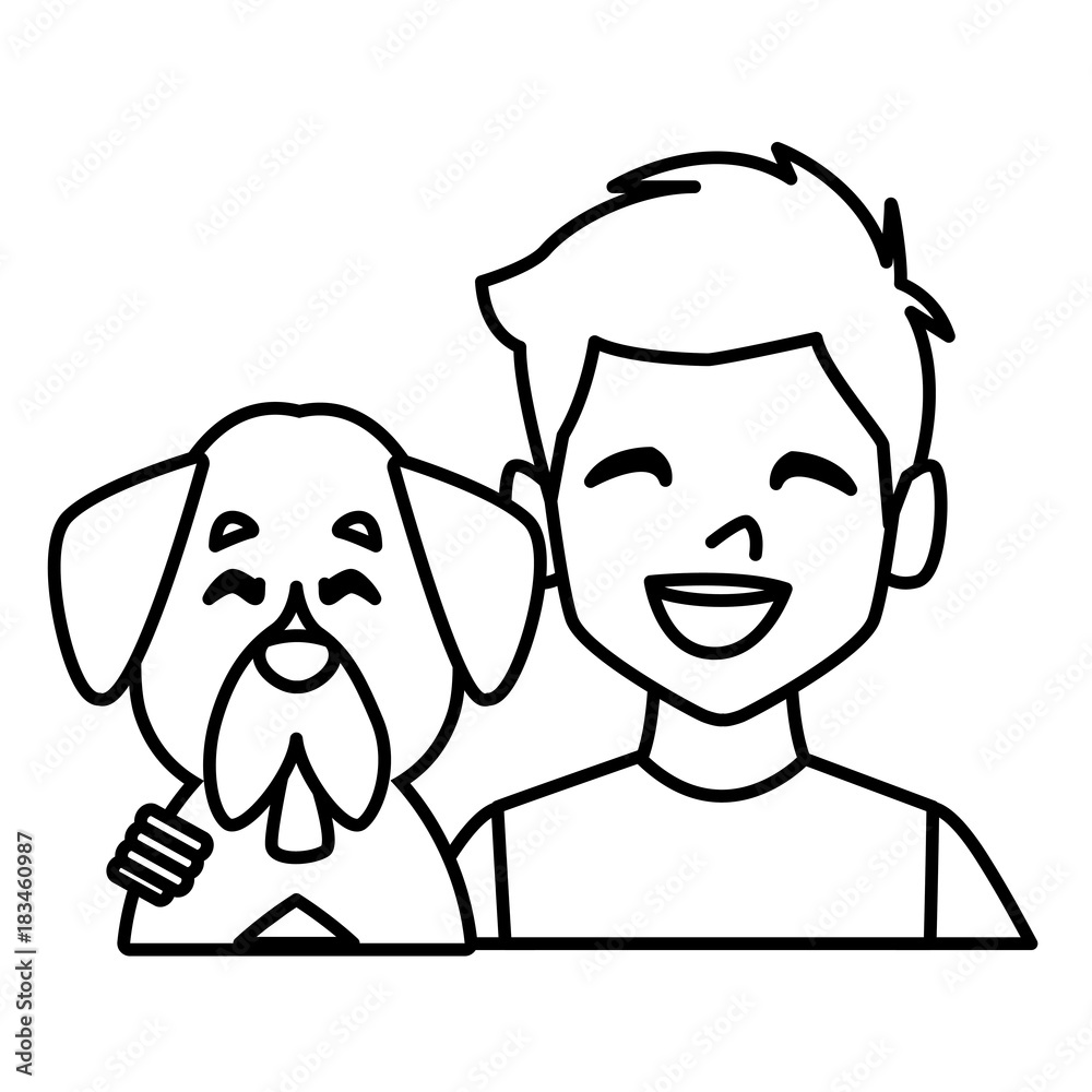 Obraz premium Man with dog cartoon icon vector illustration graphic design